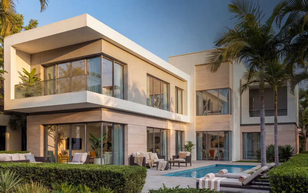 Terrace and private pool of an estate villa