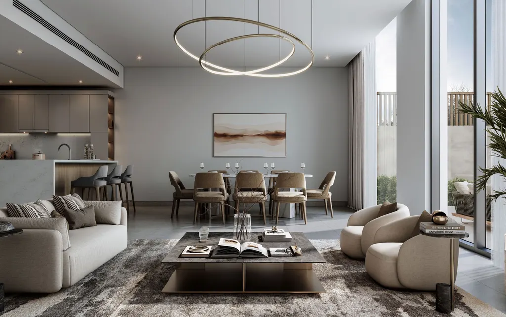 Courtyard villa living and dining space