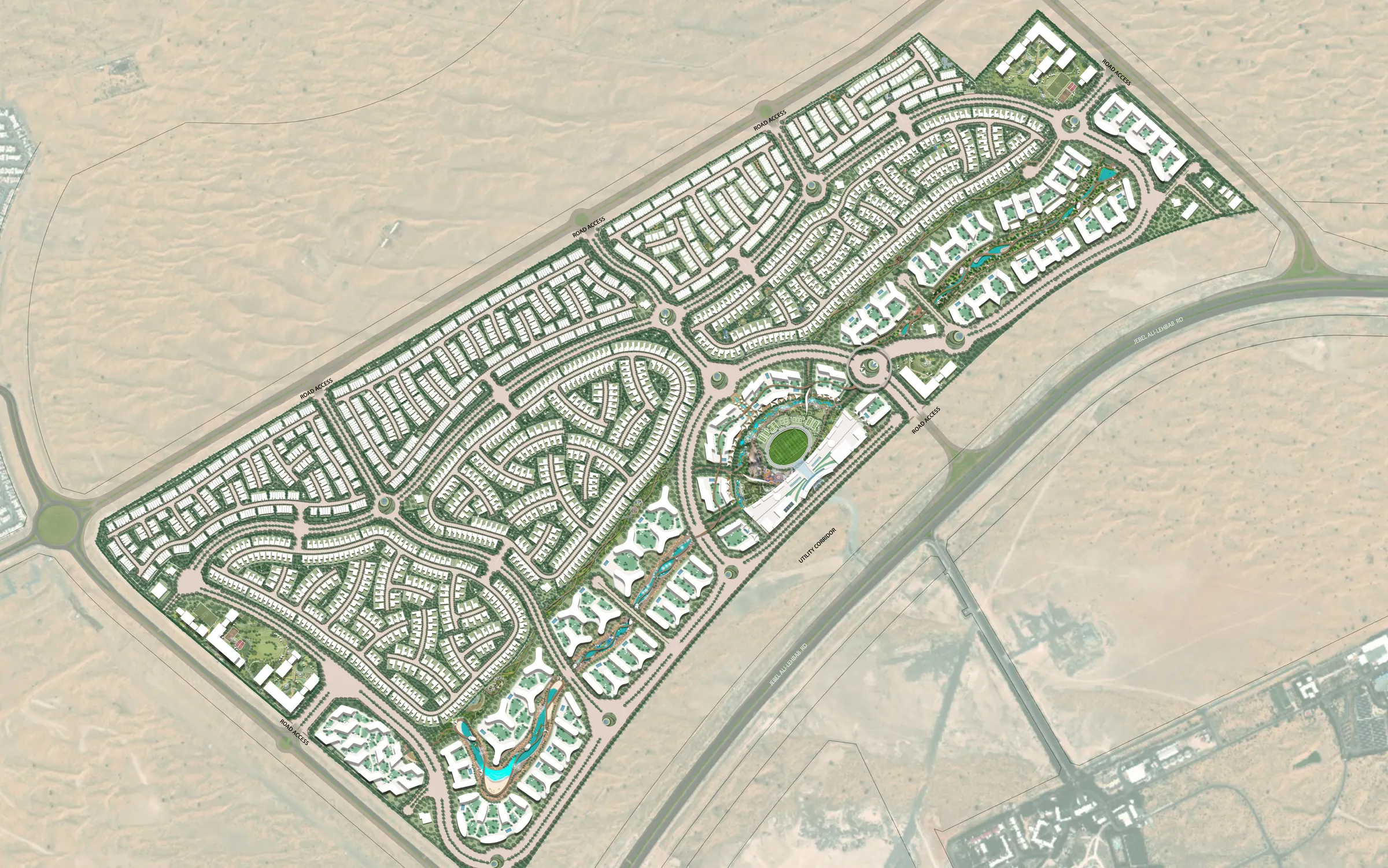 Illustrative masterplan. Neighbourhood positions are approximate.