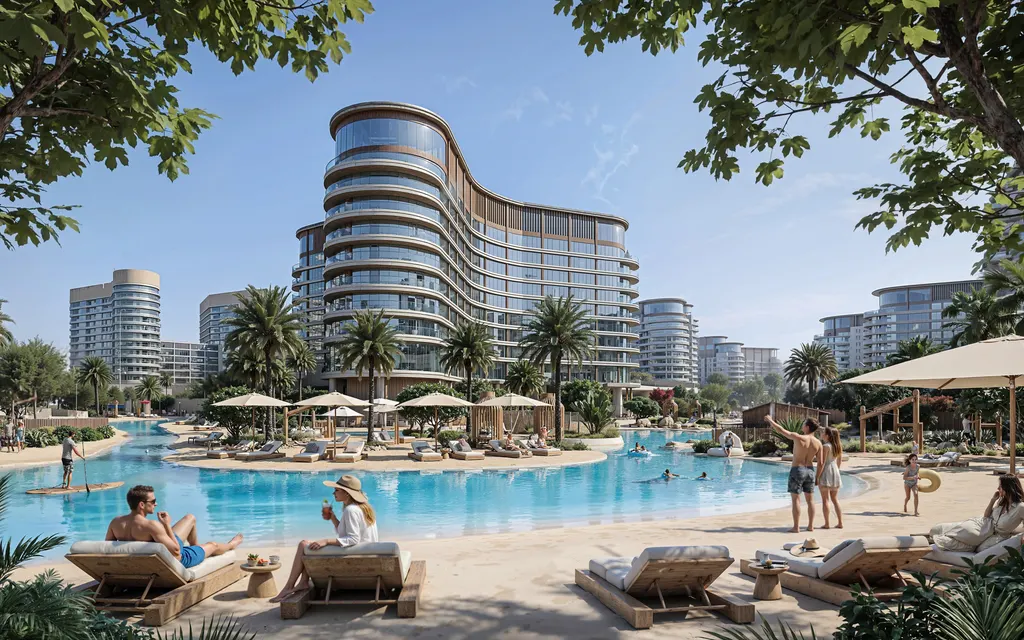 Residents relaxing at the beach lagoon